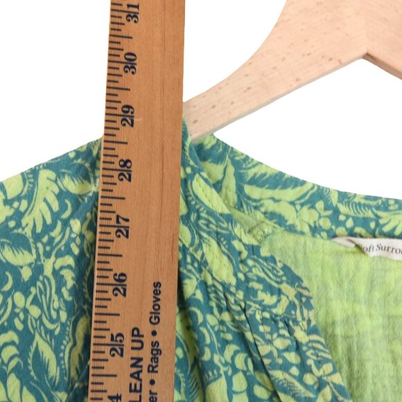 SOFT SURROUNDINGS Double Gauze Cotton Button Up Top Green Leaf Print Boho XL - Picture 5 of 9